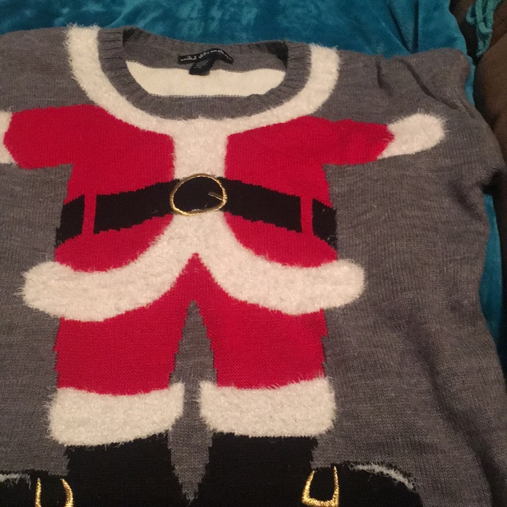 Gray and cream Christmas sweater